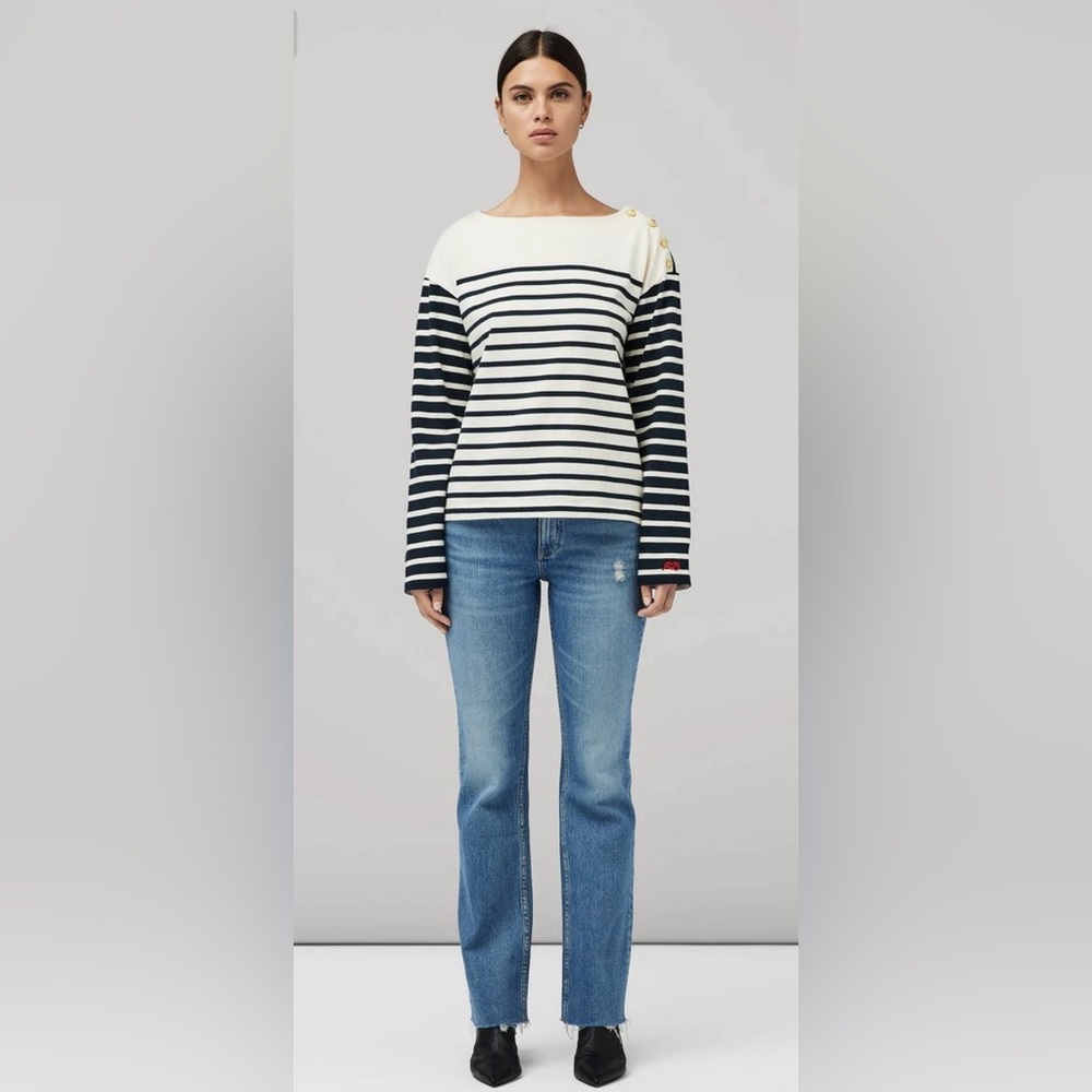 rag & bone Bardot Stripe Cotton Long Sleeve Tee NWOT